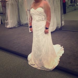 David’s Bridal Strapless Lace Wedding Dress